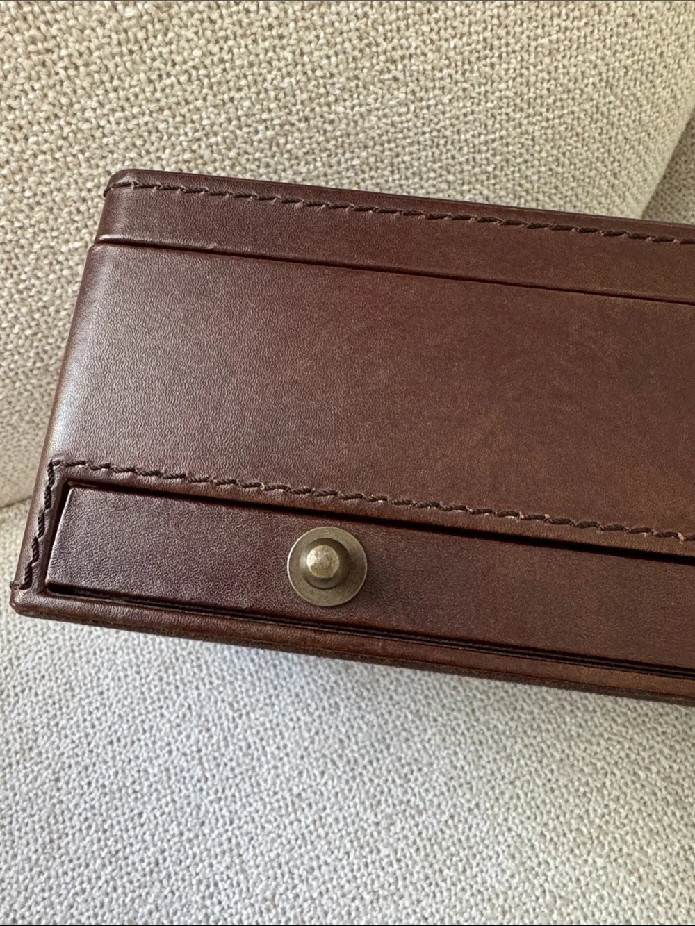 Pottery Barn Brown Leather Men’s Accessory Box with Brass Pulls